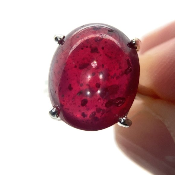 Ruby 10.55ct Platinum Finish Solid 925 Sterling Silver Ring